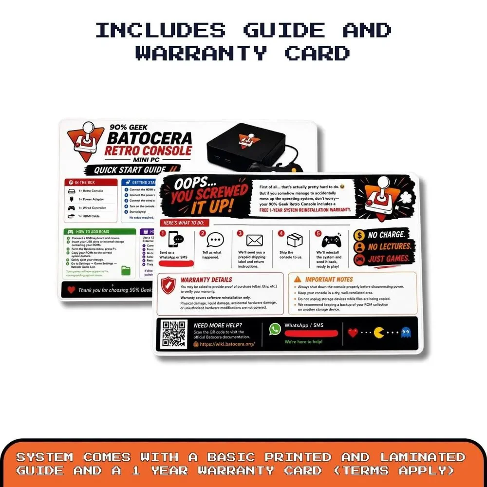 Retro Gaming Console Mini PC Batocera 64GB, Plug and Play Arcade Bundle
